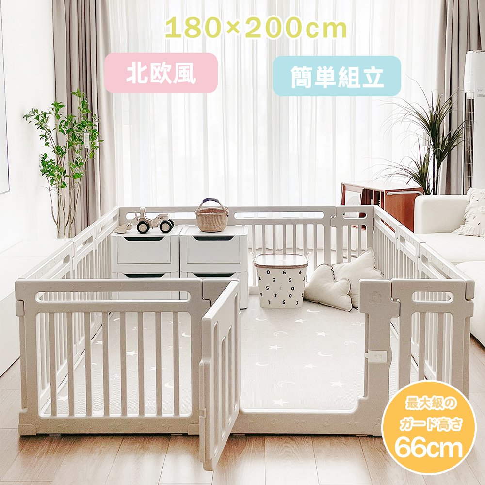 ベビーサークル ハイタイプ 滑り止め付 簡単組立 子供 ドア 扉 プレイペン 赤ちゃん 大きい 長方形