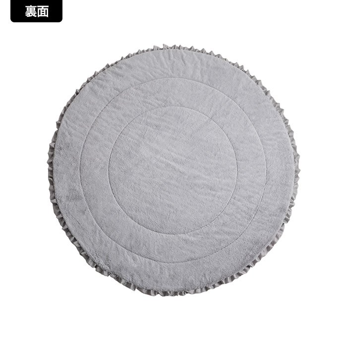 【円形:197cm】リボン&フリル付きリバーシブルファーこたつ布団 - Imagem 2